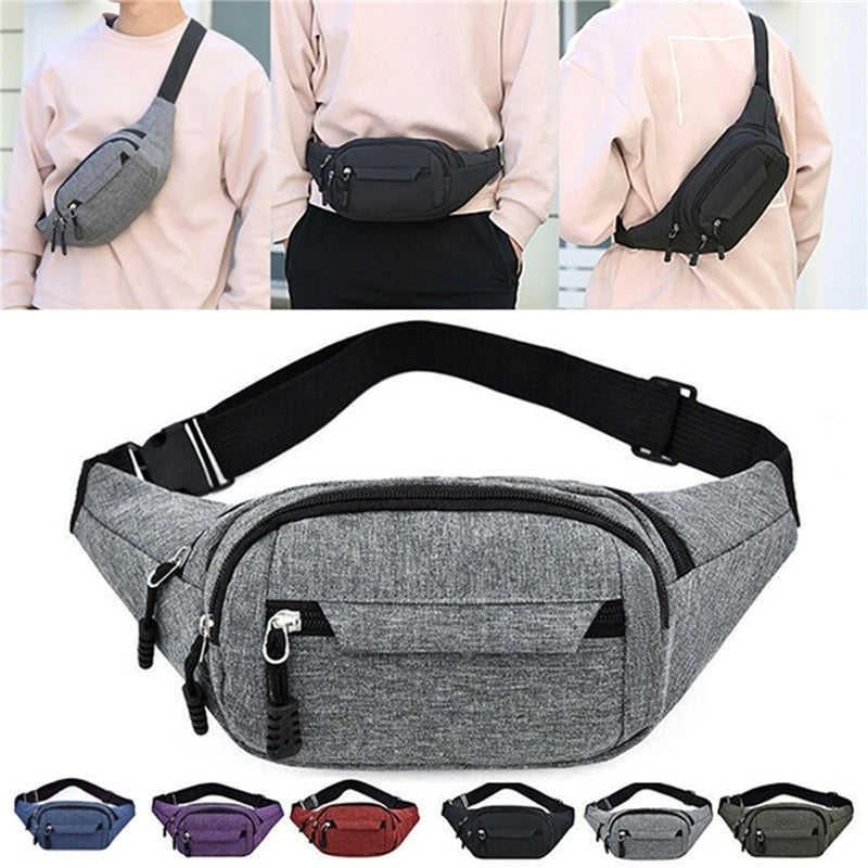 Men's and Women's Universal Models Waist Bag Fashion Crossbody Bags Sports Cell Phone Bags Solid Color Large Capacity Chest Bag